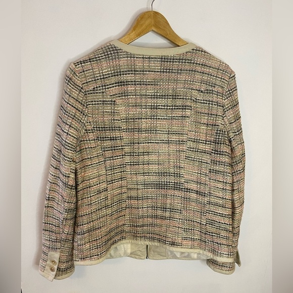 Coldwater Creek Tan Pastel Tweed Zip Front Blazer - Picture 6 of 8